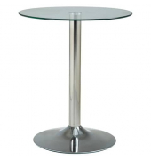 Beistelltisch, 70cm (H), 60x60cm (BxT), rund, klarglas / chrom