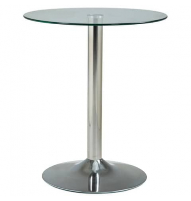 Beistelltisch, 70cm (H), 60x60cm (BxT), rund, klarglas / chrom