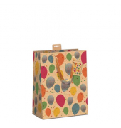 Geschenktasche 7549-0035-M, allgemein, Baumwollband & Eurolochvorrichtung,Hologrammfolie,Schleifenband mit Anhänger, Luftballons
