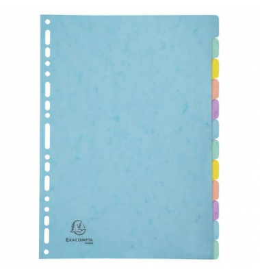Kartonregister 7712E, 12-teilig blanko, A4, 400 g/m&sup2;, farbige Taben, 12-teilig