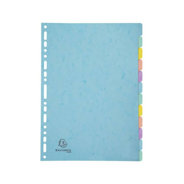 15 Stück Exacompta Kartonregister 7712E, 12-teilig blanko, A4, 400 g/m², farbige Taben, 12-teilig 3130630077121 Exacompta