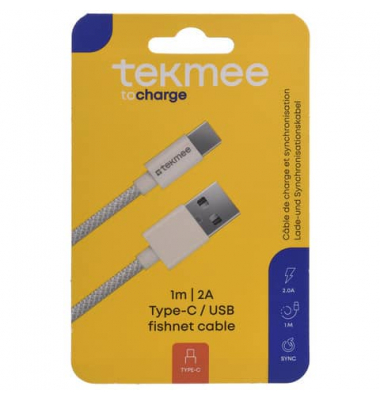 Ladekabel USB-AUSB-C fishnet weiß
