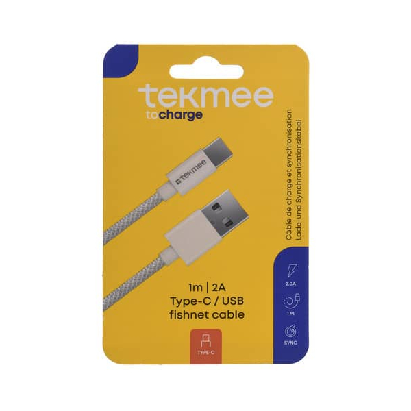 3661075296322 - Ladekabel USB-AUSB-C fishnet weiß 3661075296322 Tekmee 3661075296322 - Ladekabel USB-AUSB-C fishnet weiß 3661075296322 Tekmee