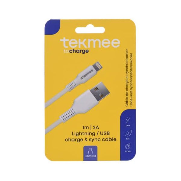 3661075296711 - Ladekabel USB-ALightning Nylon weiß 3661075296711 Tekmee 3661075296711 - Ladekabel USB-ALightning Nylon weiß 3661075296711 Tekmee