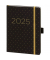 Buchkalender 02-0354, V-Book, schwarz/gold, 1 Woche /  2 Seiten, 9x14cm (A6), 2026