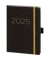 Buchkalender 02-0354, V-Book, schwarz/gold, 1 Woche /  2 Seiten, 9x14cm (A6), 2026