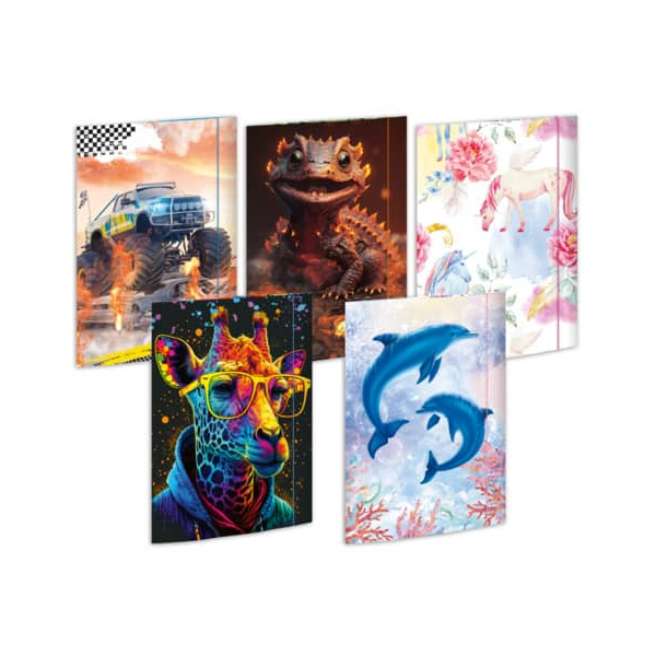 4002871450294 - Gummizugmappe 45029 A3 bunt Karton 500g mit 3 Einschlagklappen 4002871450294 15 Stück