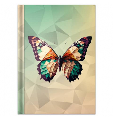 Notizbuch 46821, Schmetterling, gr&uuml;n, A5, kariert, 70g, 96 Blatt / 192 Seiten