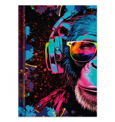 Notizbuch 46822, Neon , schwarz, A4, blanko, 70g, 96 Blatt / 192 Seiten