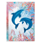 Notizbuch 46823, Delfine, bunt, A4, blanko, 70g, 96 Blatt / 192 Seiten