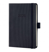 Buchkalender C2515, schwarz, 2 Seiten / links Woche / rechts Notizseite, , 2025