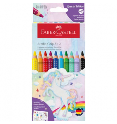Buntstifte-Set Jumbo GRIP Einhorn, 110923, farbig sortiert, dreikant, ergonomisch, Packung