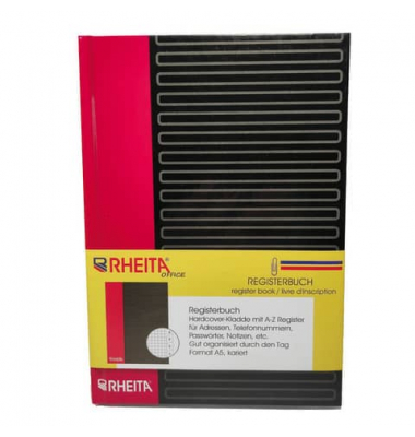 Registerbuch 955-40, schwarz/rot, A5, liniert, 90g, 96 Blatt / 192 Seiten