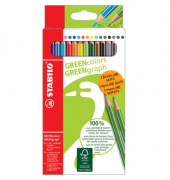 Farbstiftetui Green 12+2 sortiert