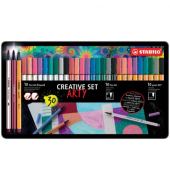Filzstifte-Set Etui &bdquo;ARTY: CREATIVE SET Filzstifte & Fineliner&ldquo;, 87-3432, sechskant, Etui  Metall