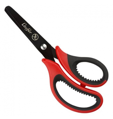 Bastelschere Links 15cm rund rotschwarz