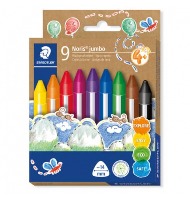 Wachsmalstifte super jumbo, 228 14 C9, farbig sortiert, Dreikantform, 1,4x12,2cm (&Oslash;xL)