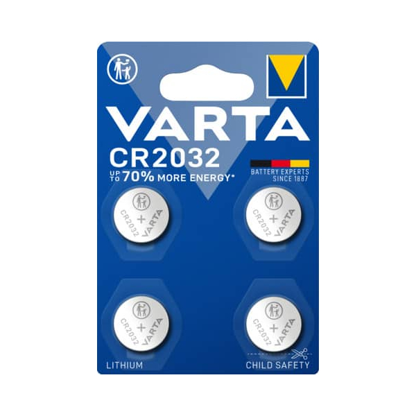 4008496992973 - Batterie Lithium Knopfzelle CR2032 3V - Electronics Retail Blister (4-Pack) (06032 101 404) - Varta 4008496992973 - Batterie Lithium Knopfzelle CR2032 3V - Electronics Retail Blister (4-Pack) (06032 101 404) - Varta