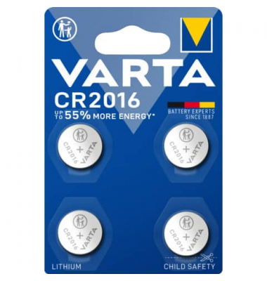 Knopfzellen-Batterie CR2016 4ST silber