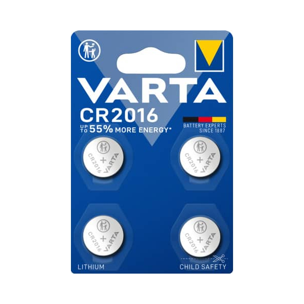 4008496996247 -  Knopfzellen-Batterie CR2016 4ST silber 4008496996247 Varta 4 Stück