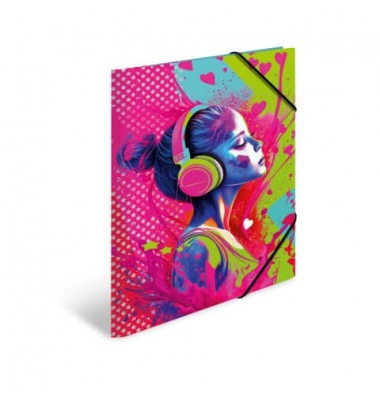 Gummizugmappe 19577, A3 Motiv "Music" Karton, mit 3 Einschlagklappen