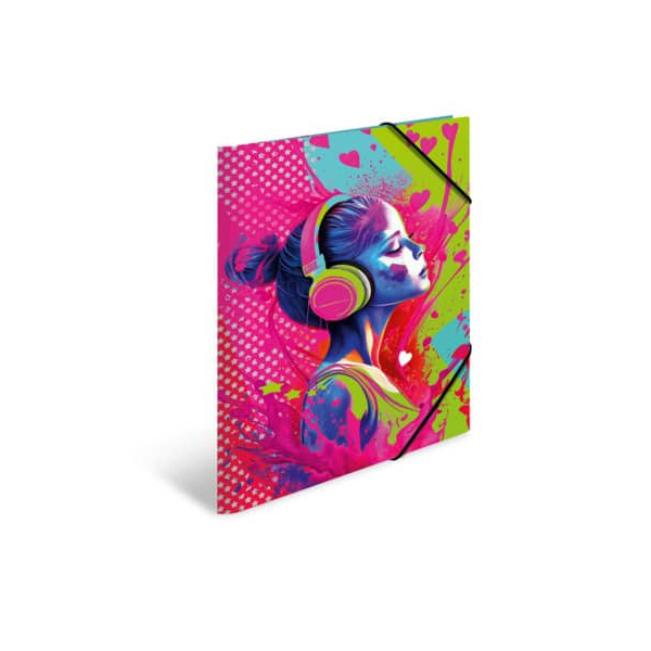 Herma Gummizugmappe Music Girl - Serie 19577, A3 mehrfarbig Karton, für ca. 50 Blatt  (80 g/m²), mit 3 Einschlagklappen 4008705195775