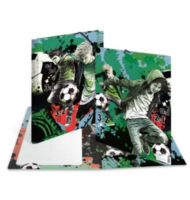 Gummizugmappe Street Soccer - Serie 19660, A4 mehrfarbig Karton, f&uuml;r ca. 50 Blatt  (80 g/m&sup2;), mit 3 Einschlagklappen