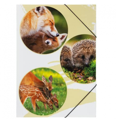 Gummizugmappe Native 21719-15, A3 waldtiere Polypropylen (PP) 1g, mit 3 Einschlagklappen