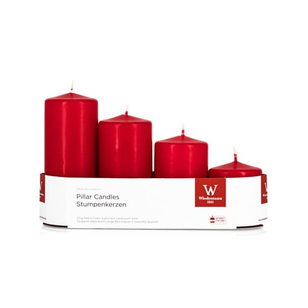 Alpedia Kerze 218160.001 ohne rot 12x5cm  4009406469752 Alpedia 4 Stück