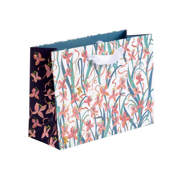 12 Stück TURNOWSKY Geschenktasche 46 515 Garden Chic white, allgemein, Schleifenband, mit Goldprägung, Garden Chic white, 250mm x 180mm 40098354651