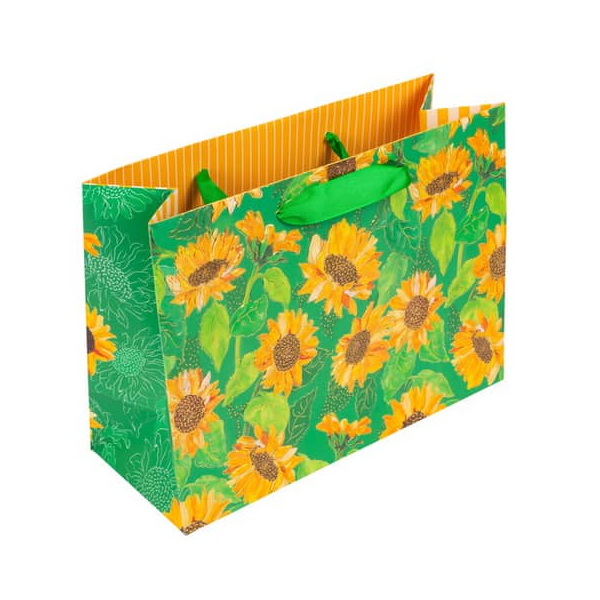 12 Stück TURNOWSKY Geschenktasche 46 548, allgemein, Schleifenband mit Karte, Sonnenblumen, 180mm x 250mm 4009835465486 TURNOWSKY