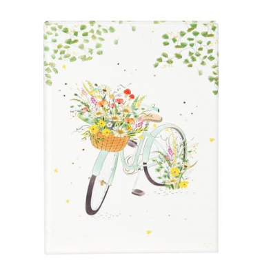 Notizbuch 64 051, Flowery Bike, wei&szlig;, A5, blanko, 100g, 100 Blatt / 200 Seiten