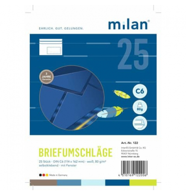Briefumschlag 122, C6, selbstklebend, 80g, weiß