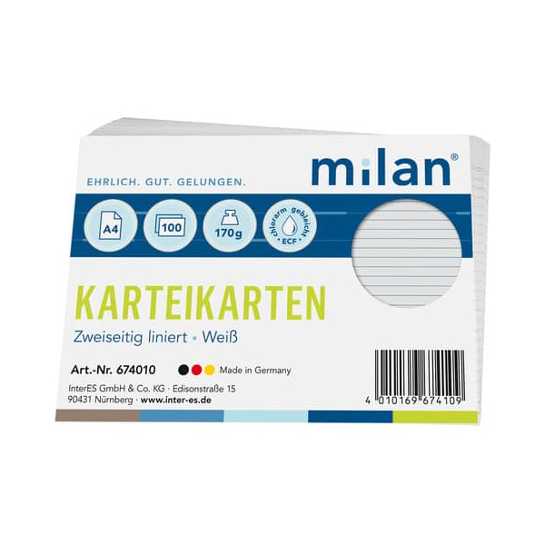4010169674109 - Karteikarte A4 liniert weiß 4010169674109 100 Stück 4010169674109 - Karteikarte A4 liniert weiß 4010169674109 100 Stück