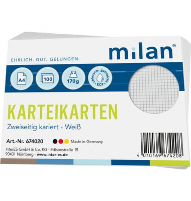 Karteikarten 67420 weiß Lineatur 170g 