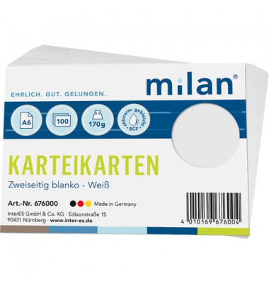 Karteikarten 676000 weiß Lineatur 170g 