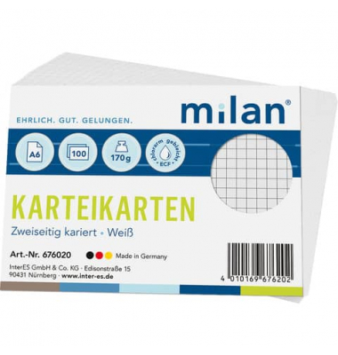 Karteikarten 676020 weiß Lineatur 170g 