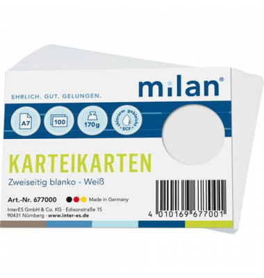 Karteikarten 677000 weiß Lineatur 170g 