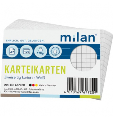 Karteikarten 677020 weiß Lineatur 170g 