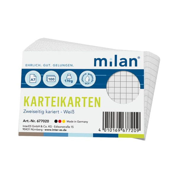 MILAN Karteikarten 677020 weiß Lineatur 170g  4010169677209 MILAN 100 Stück