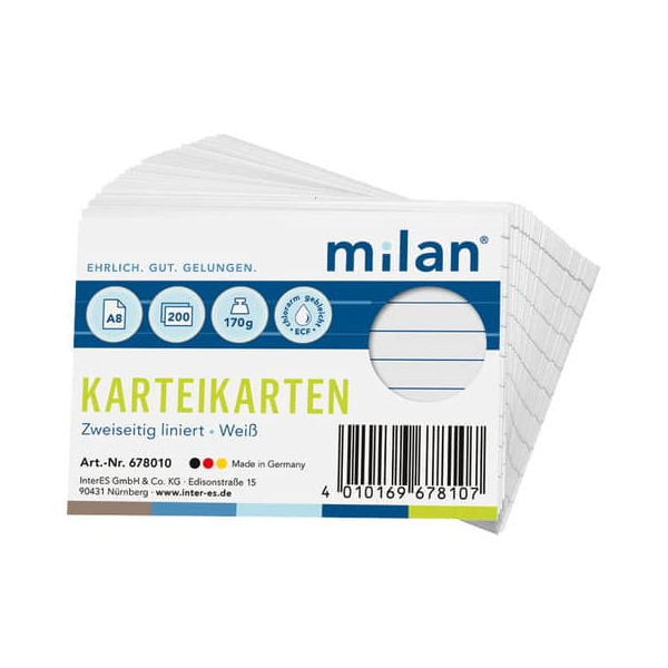 4010169678107 - Karteikarte A8 liniert weiß 4010169678107 200 Stück 4010169678107 - Karteikarte A8 liniert weiß 4010169678107 200 Stück