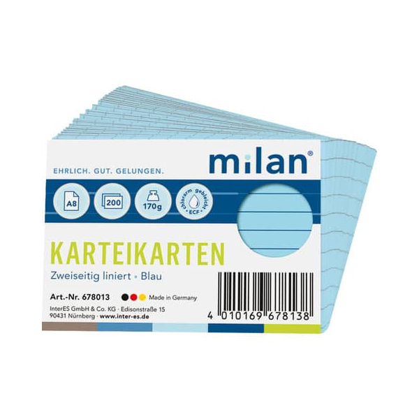 4010169678138 - Karteikarte A8 liniert blau 4010169678138 200 Stück 4010169678138 - Karteikarte A8 liniert blau 4010169678138 200 Stück