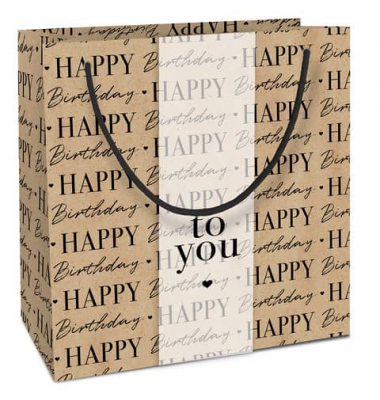 Geschenktasche 4012-23415, Geburtstag, mit Tragekordel, Happy Birthday, 20cm x 21cm
