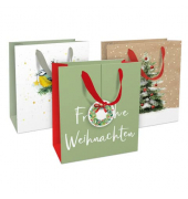 Geschenktasche 1682-24098/PBS, Weihnachten, Schleifenband, 3 Motive sortiert, 18cm x 21cm