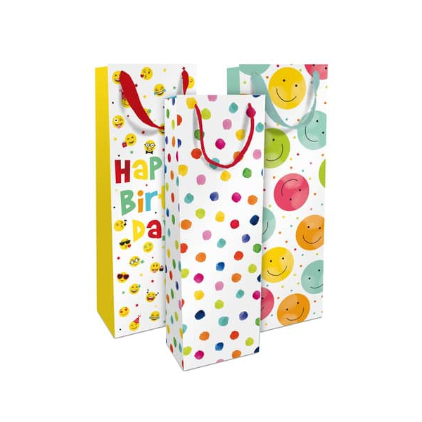 4014995693587 - Geschenktasche 1584-25351 PBS Geburstag allgemein Schleifenband Kordel 3 Motive sortiert 120mm x 360mm 4014995693587 BRAUN+C 12 