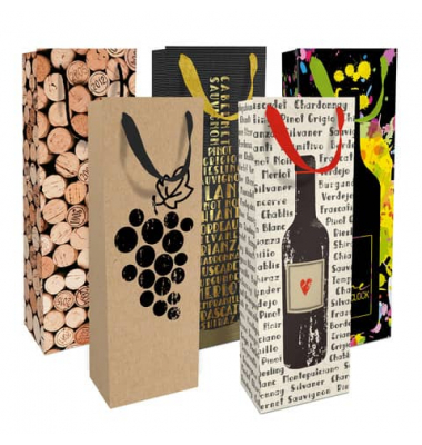 Geschenktasche 1584-25356/PBS, allgemein, Schleifenband, 5 Motive sortiert, 120mm x 360mm