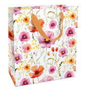 Geschenktasche 1542-25005, allgemein, mit Trageband, Blumen, 18cm x 21cm