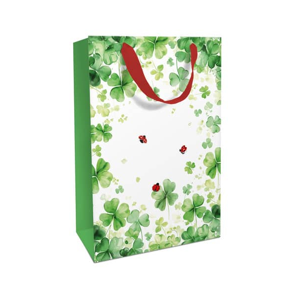8 Stück Braun und Company Geschenktasche 1583-25015, allgemein, Schleifenband, Glücksklee/Marienkäfer, 260mm x 360mm 4014995812179 Braun und Company