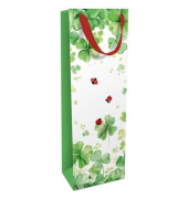 Geschenktasche 1584-25015, allgemein, Schleifenband, Glücksklee/Marienkäfer, 120mm x 360mm