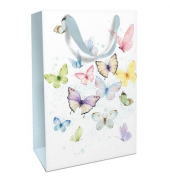 Geschenktasche 1583-25004, allgemein, Schleifenband, Schmetterlinge bunt, 240mm x 360mm